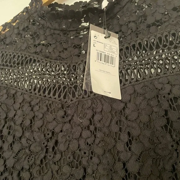 NWT Mango Gipure Black Lace Overlay Dress - Picture 6 of 9
